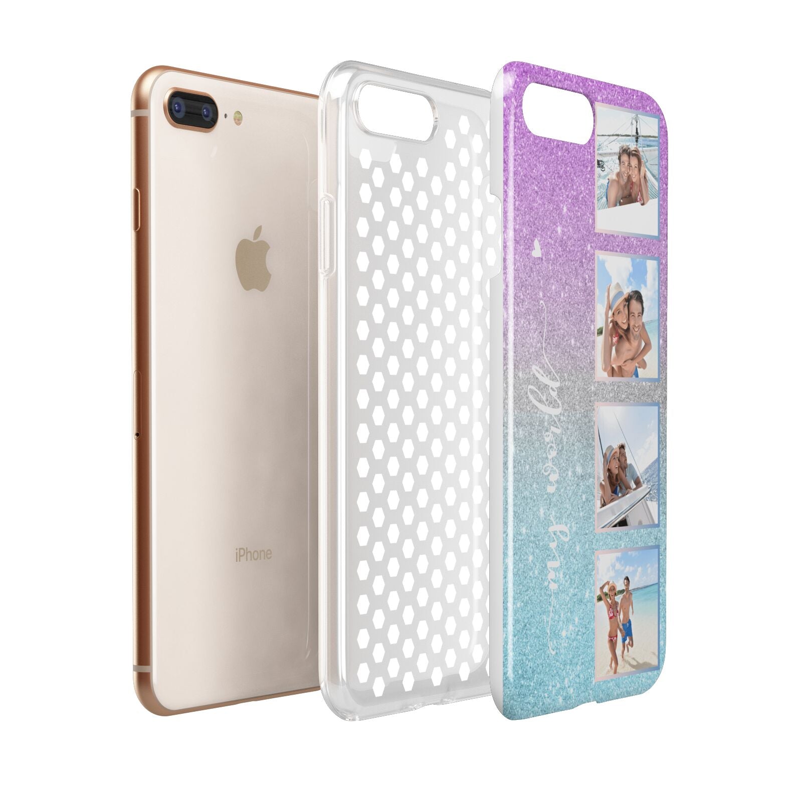 Custom Glitter Photo Apple iPhone 7 8 Plus 3D Tough Case Expanded View
