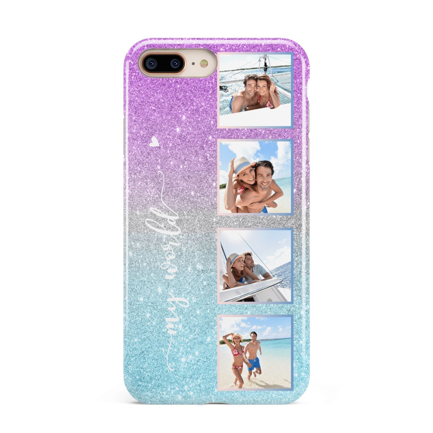 Custom Glitter Photo Apple iPhone 7 8 Plus 3D Tough Case