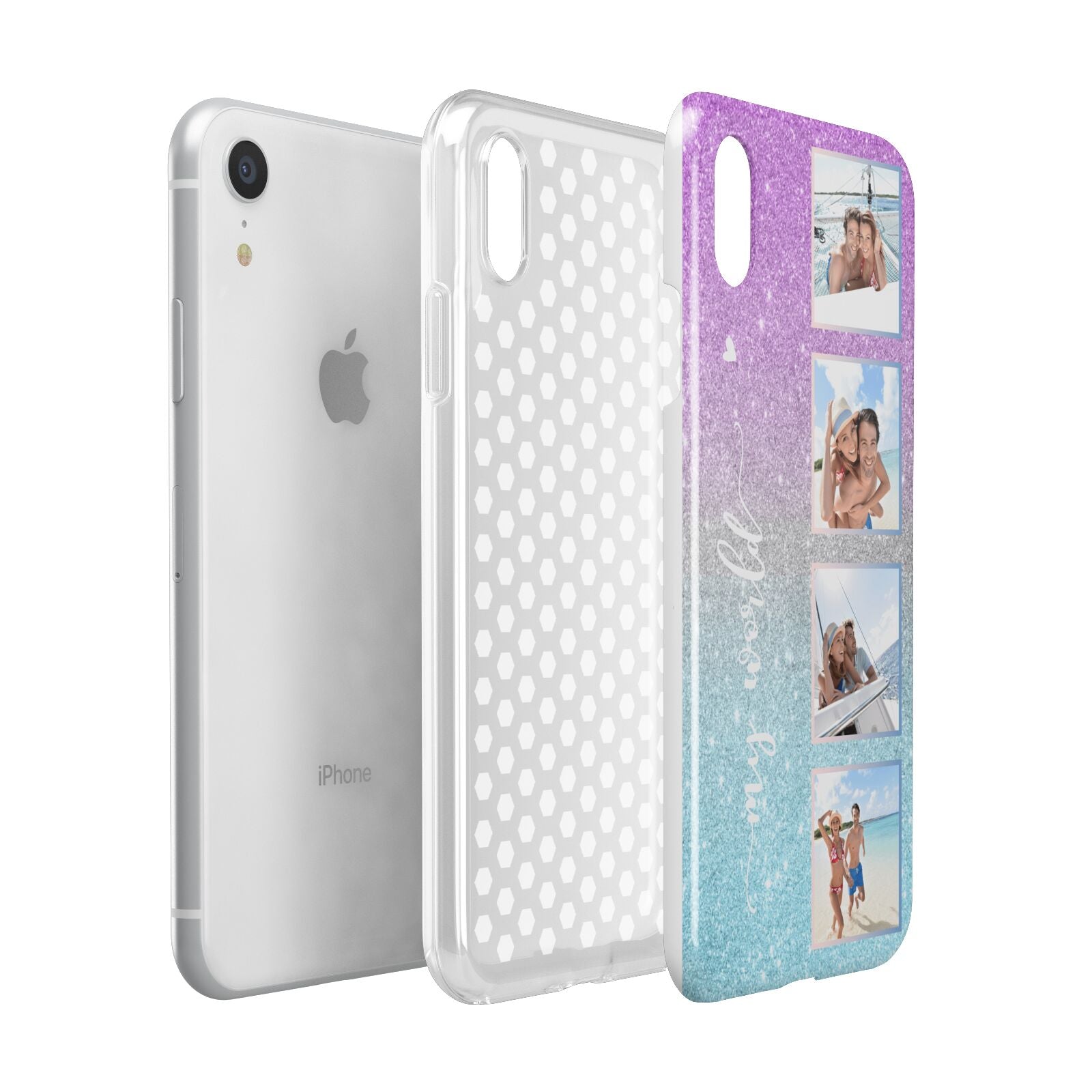 Custom Glitter Photo Apple iPhone XR White 3D Tough Case Expanded view