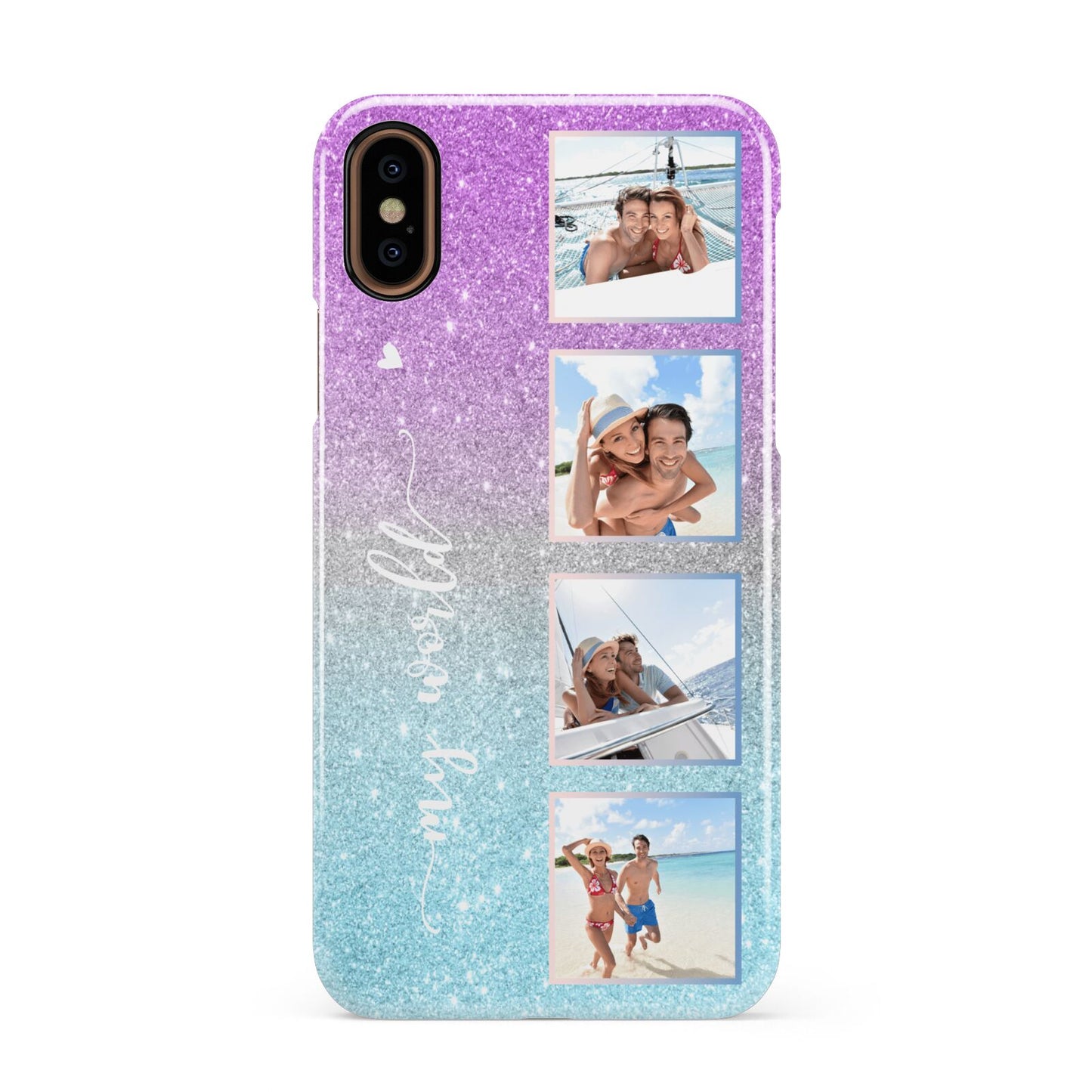 Custom Glitter Photo Apple iPhone XS 3D Snap Case