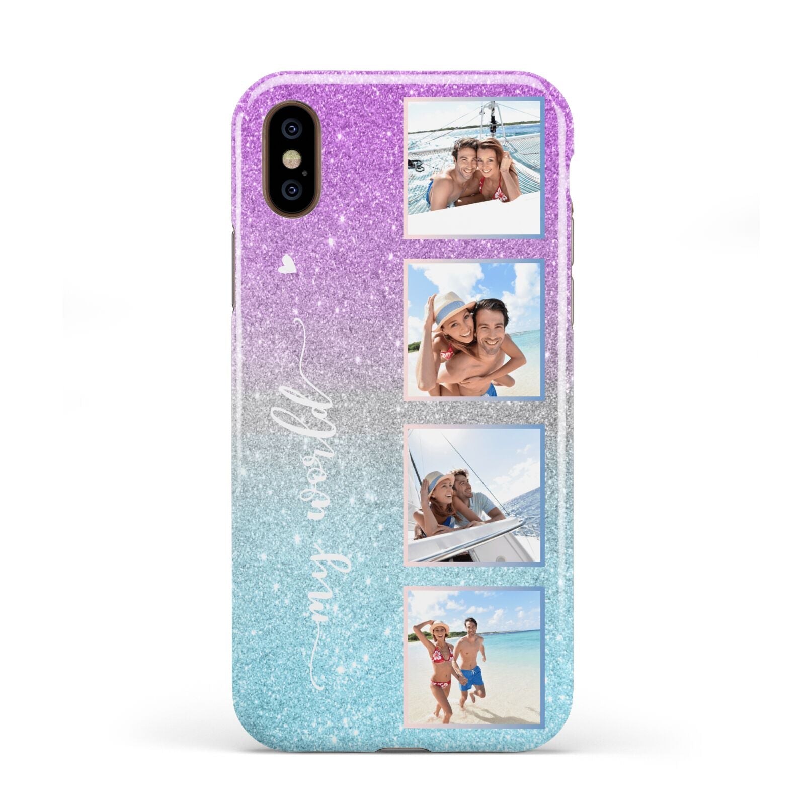 Custom Glitter Photo Apple iPhone XS 3D Tough