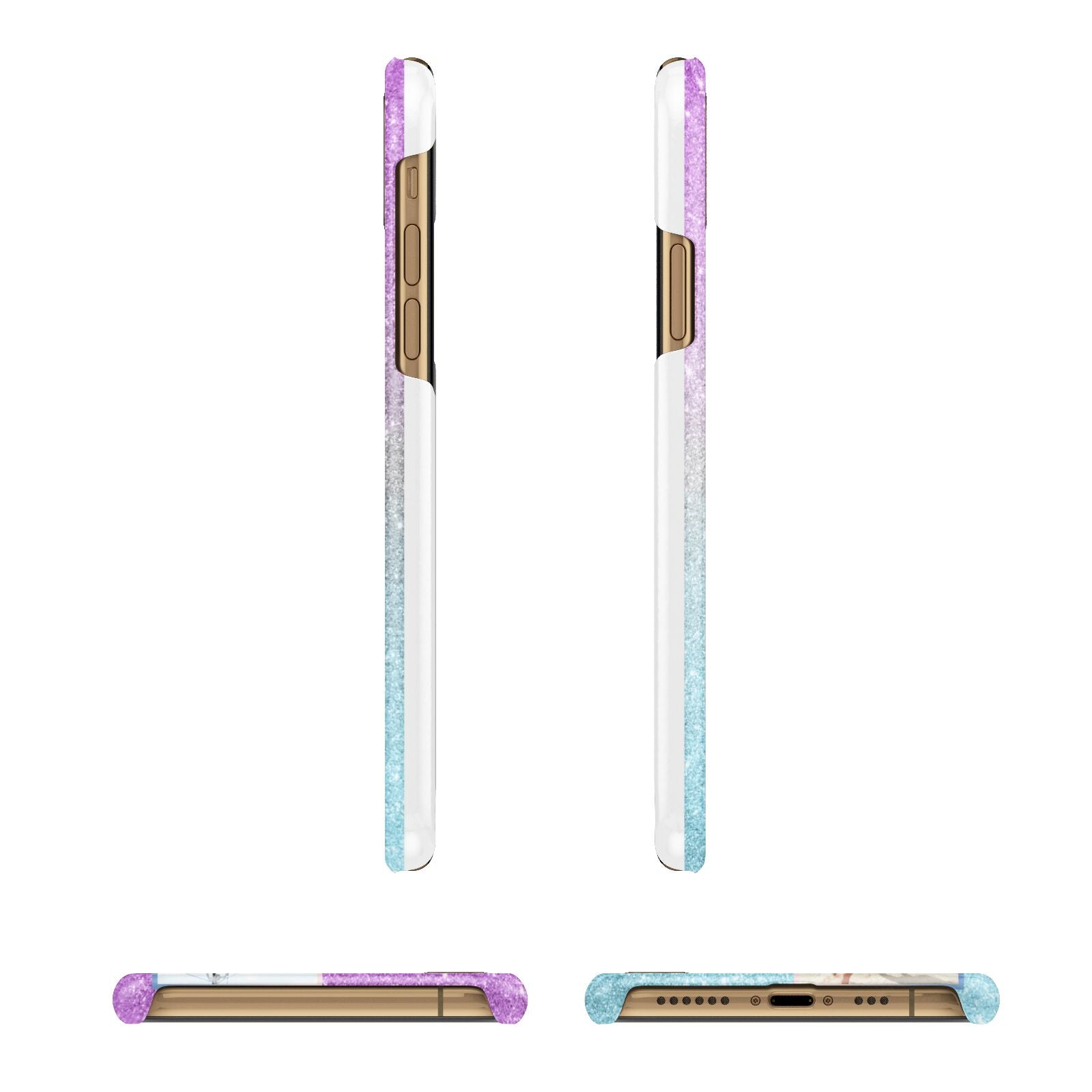 Custom Glitter Photo Apple iPhone Xs 3D Wrap Snap Case Angled Images