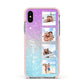 Custom Glitter Photo Apple iPhone Xs Impact Case Pink Edge on Silver Phone