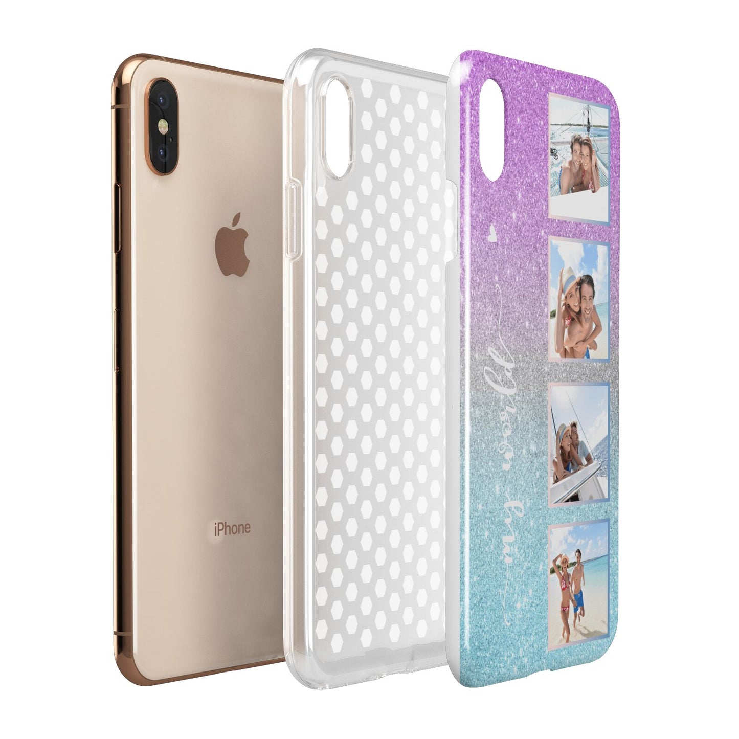 Custom Glitter Photo Apple iPhone Xs Max 3D Tough Case Expanded View