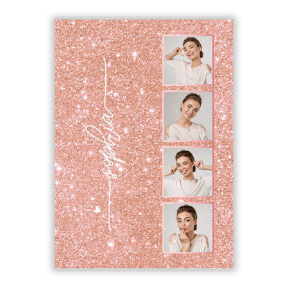 Custom Glitter Photo Strip A5 Flat Greetings Card