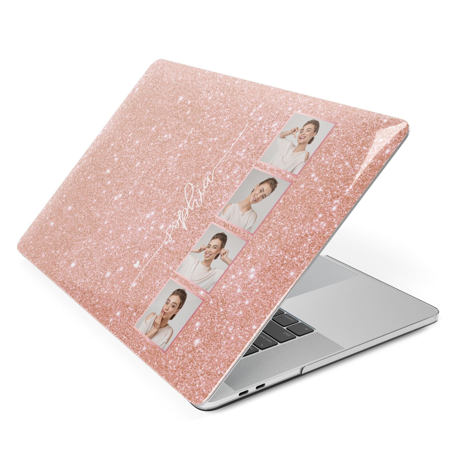 Custom Glitter Photo Strip Apple MacBook Case Side View