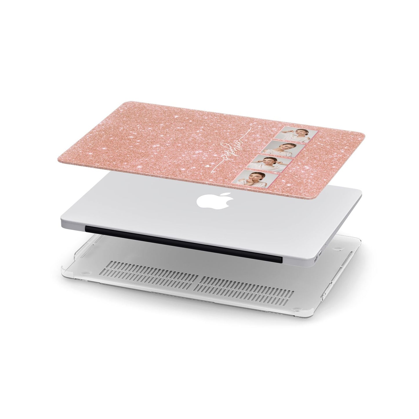 Custom Glitter Photo Strip Apple MacBook Case in Detail