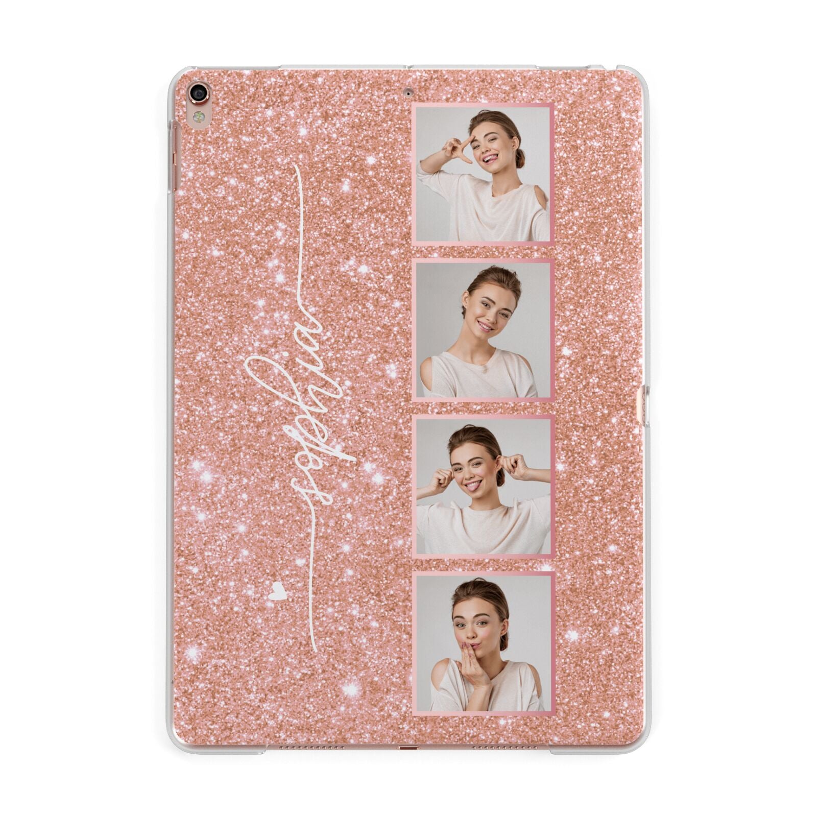 Custom Glitter Photo Strip Apple iPad Rose Gold Case