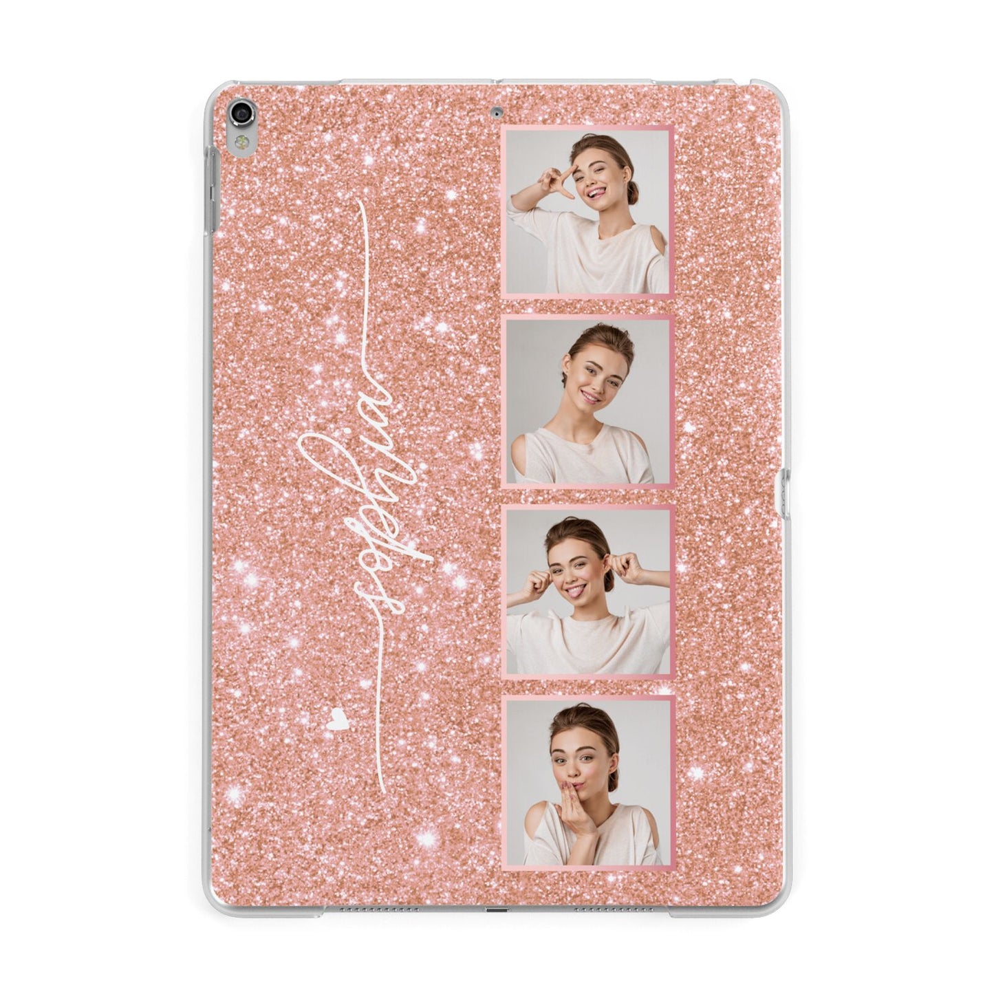 Custom Glitter Photo Strip Apple iPad Silver Case