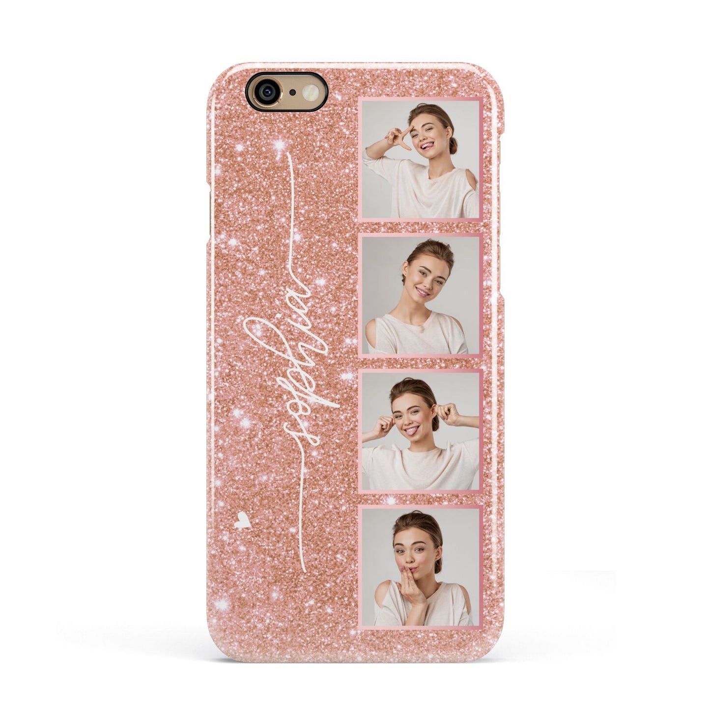 Custom Glitter Photo Strip Apple iPhone 6 3D Snap Case
