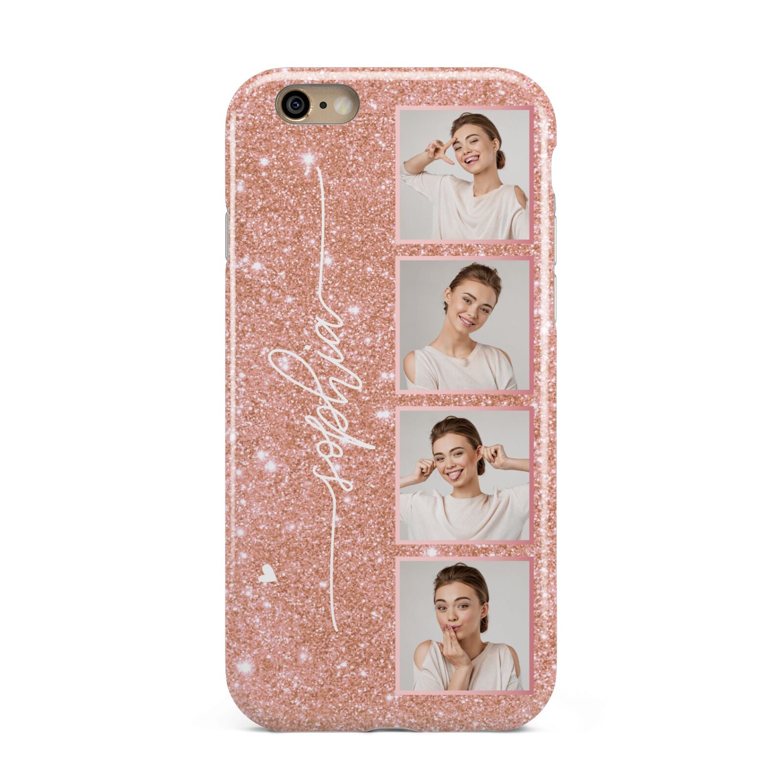 Custom Glitter Photo Strip Apple iPhone 6 3D Tough Case