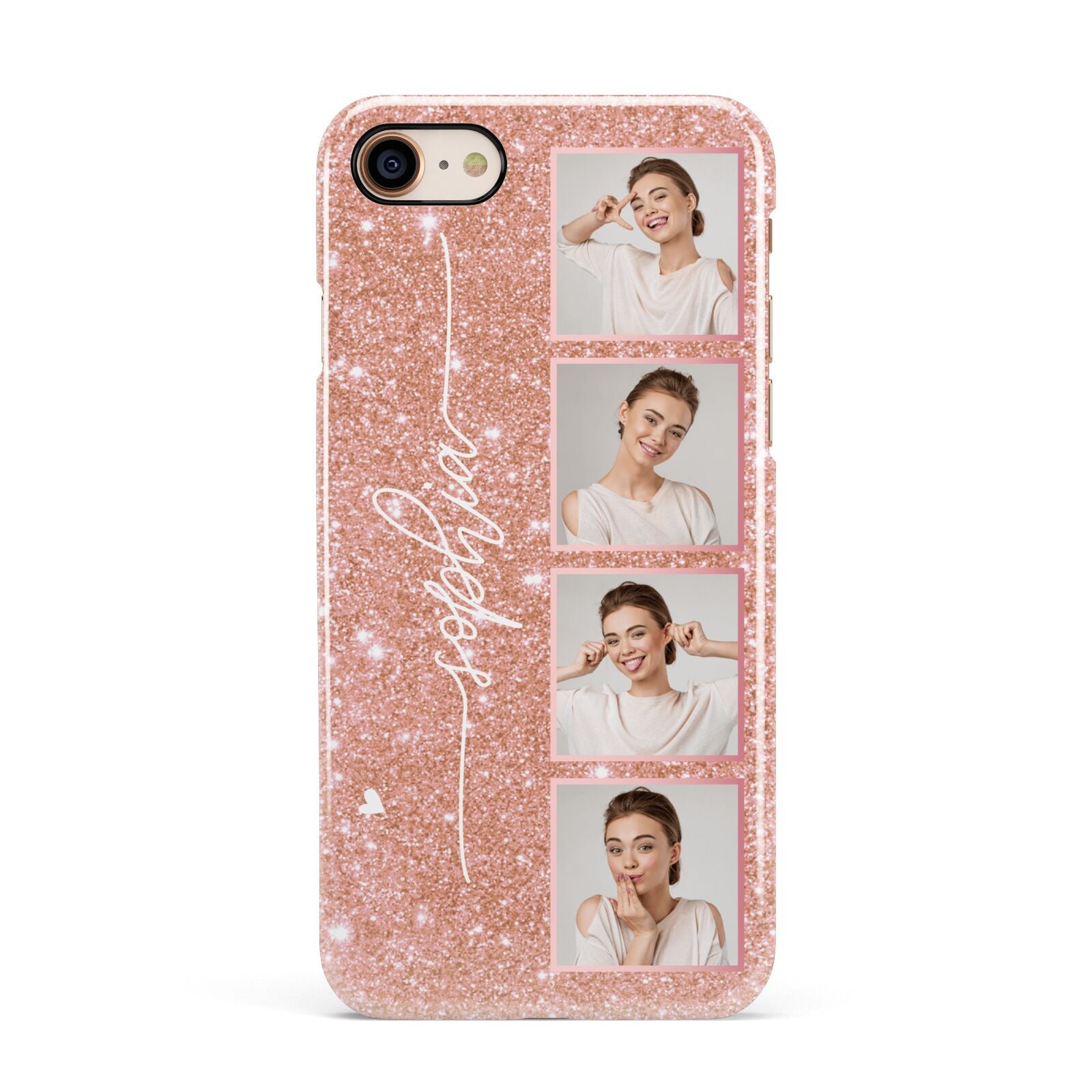 Custom Glitter Photo Strip Apple iPhone 7 8 3D Snap Case