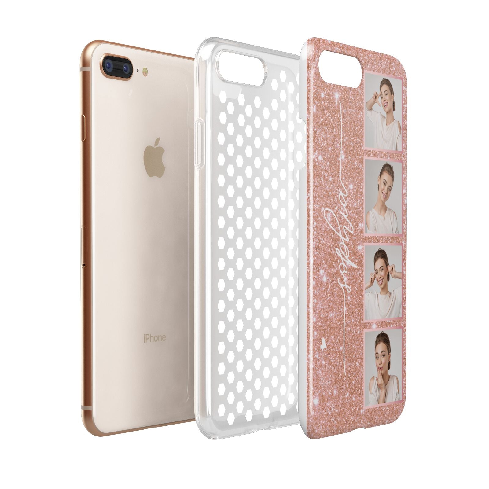 Custom Glitter Photo Strip Apple iPhone 7 8 Plus 3D Tough Case Expanded View