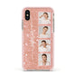 Custom Glitter Photo Strip Apple iPhone Xs Impact Case Pink Edge on Gold Phone