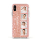 Custom Glitter Photo Strip Apple iPhone Xs Impact Case Pink Edge on Silver Phone