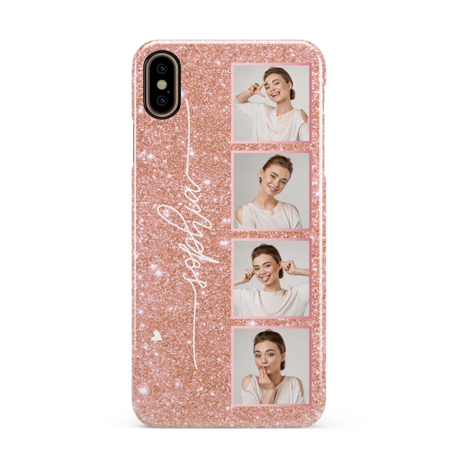 Custom Glitter Photo Strip Apple iPhone Xs Max 3D Snap Case