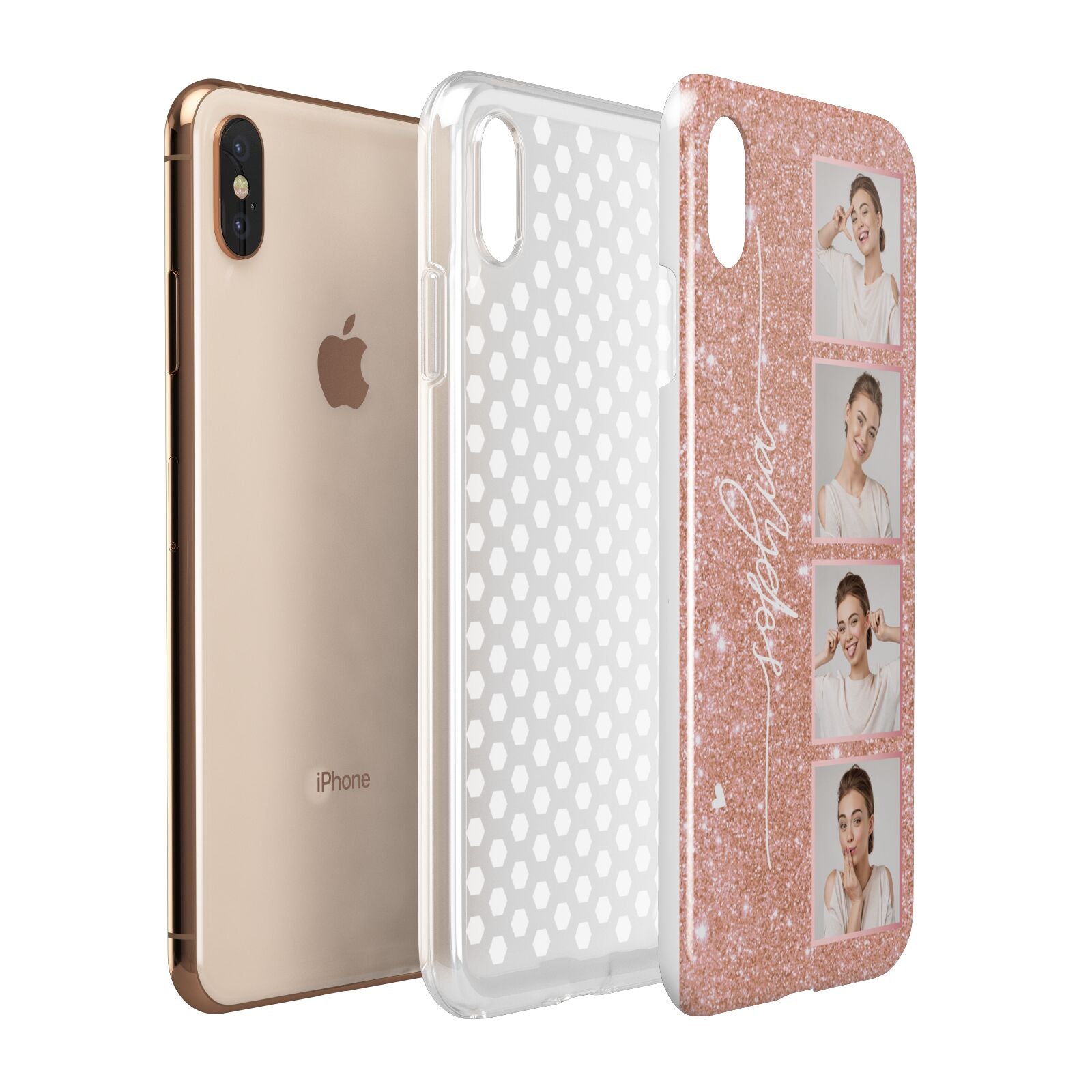 Custom Glitter Photo Strip Apple iPhone Xs Max 3D Tough Case Expanded View