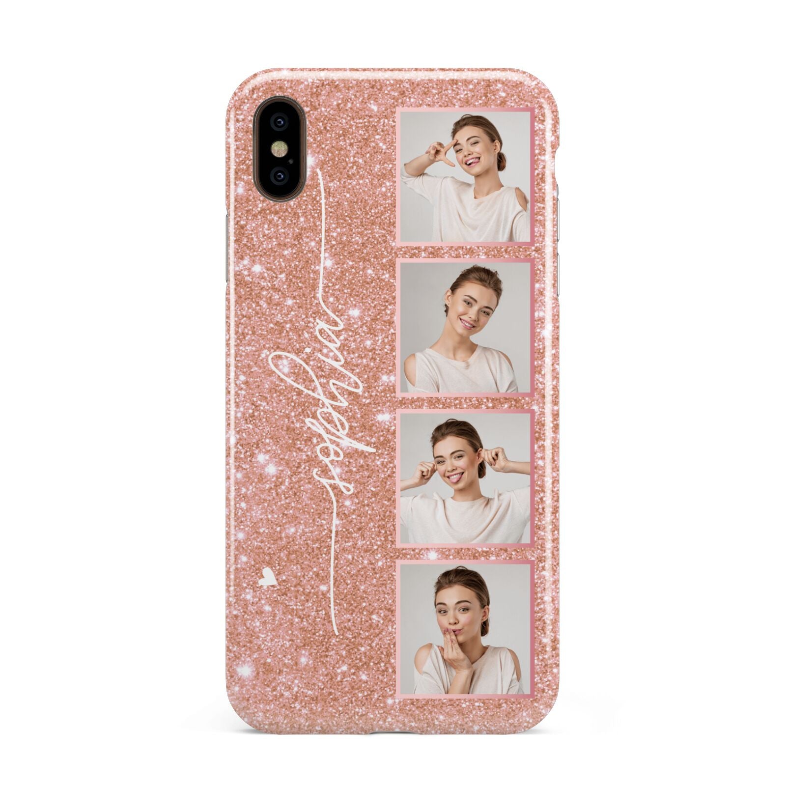 Custom Glitter Photo Strip Apple iPhone Xs Max 3D Tough Case