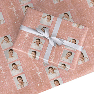 Custom Glitter Photo Strip Wrapping Paper