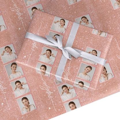 Custom Glitter Photo Strip Custom Wrapping Paper