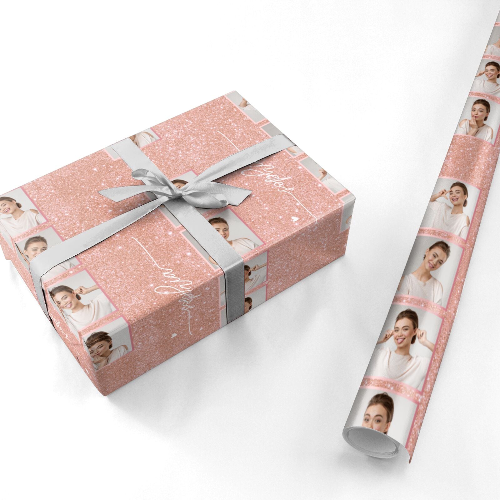 Custom Glitter Photo Strip Personalised Wrapping Paper