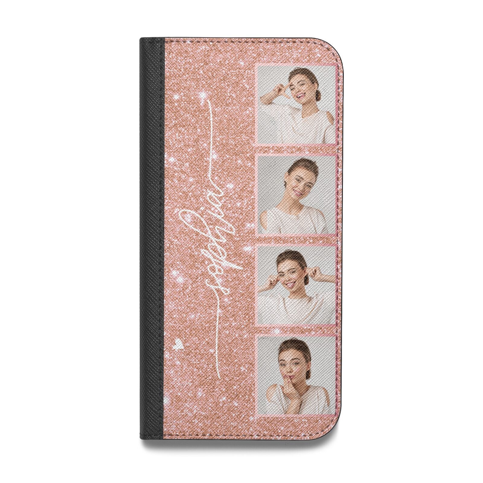 Custom Glitter Photo Strip Vegan Leather Flip Samsung Case