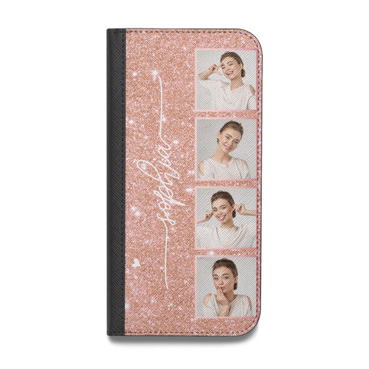 Custom Glitter Photo Strip Vegan Leather Flip Samsung Case