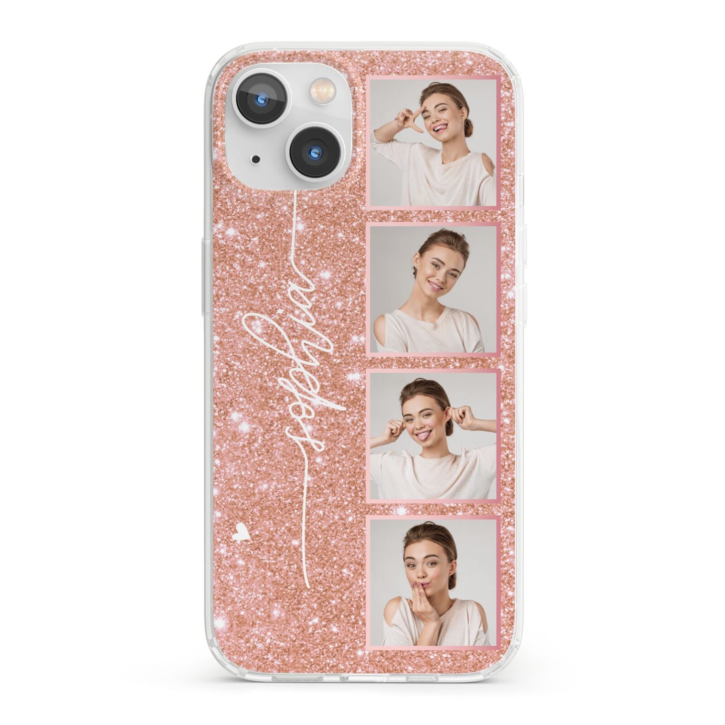 Custom Glitter Photo Strip iPhone 13 Clear Bumper Case
