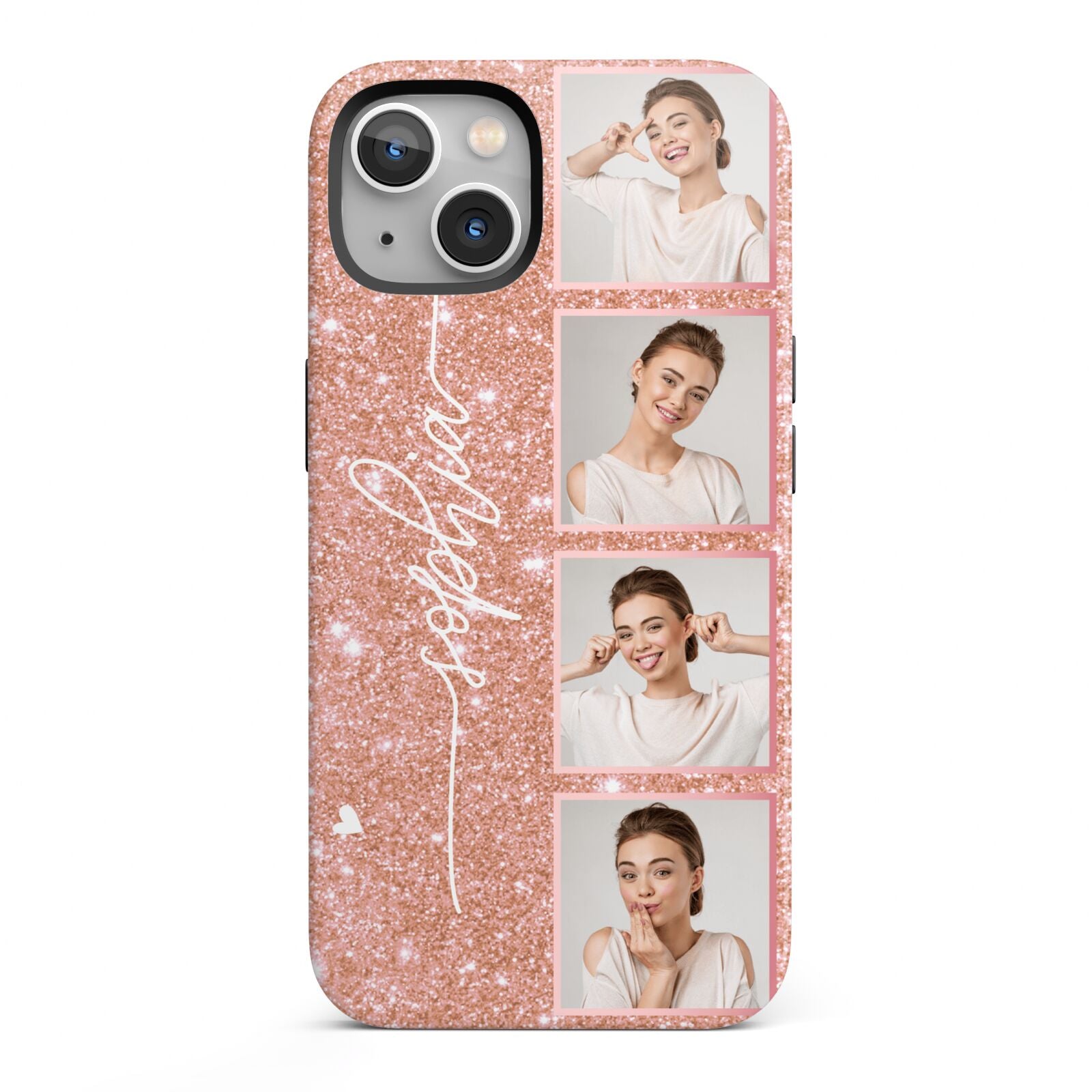 Custom Glitter Photo Strip iPhone 13 Full Wrap 3D Tough Case