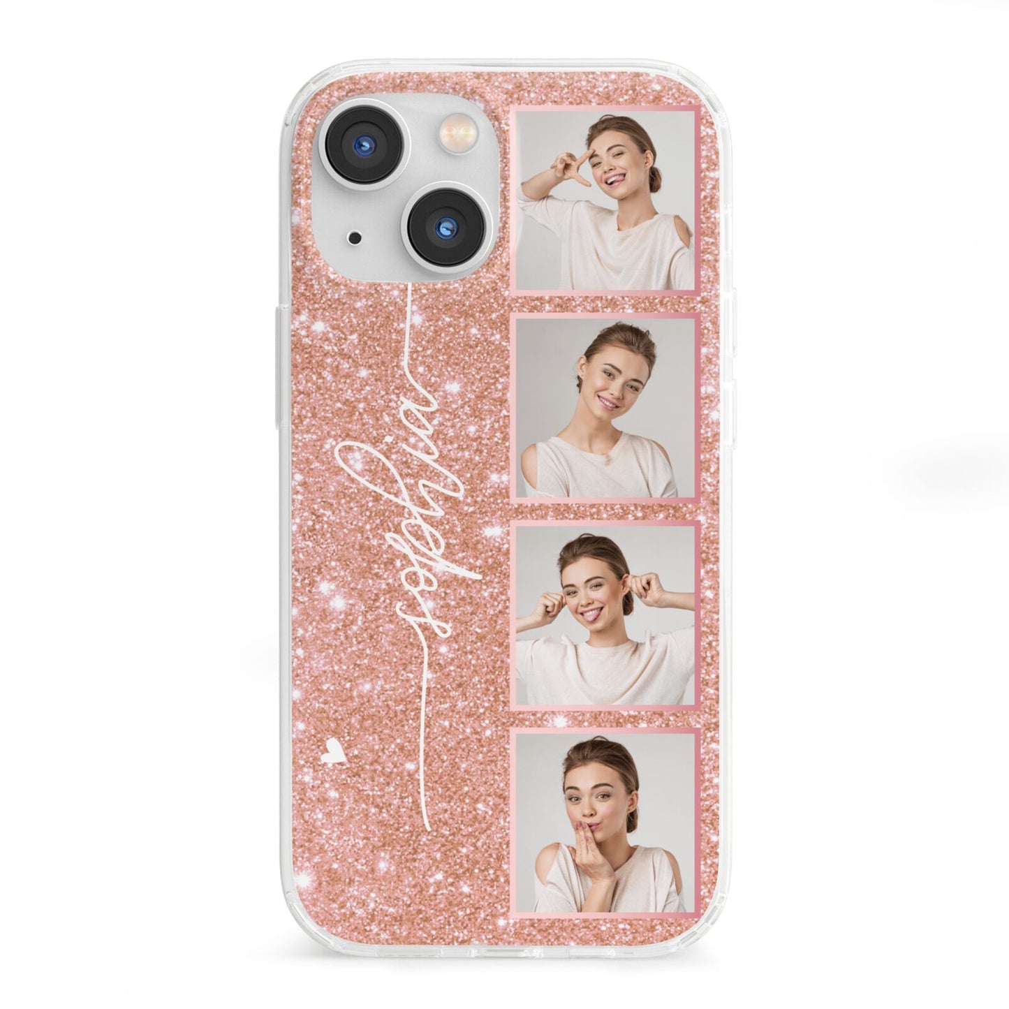 Custom Glitter Photo Strip iPhone 13 Mini Clear Bumper Case