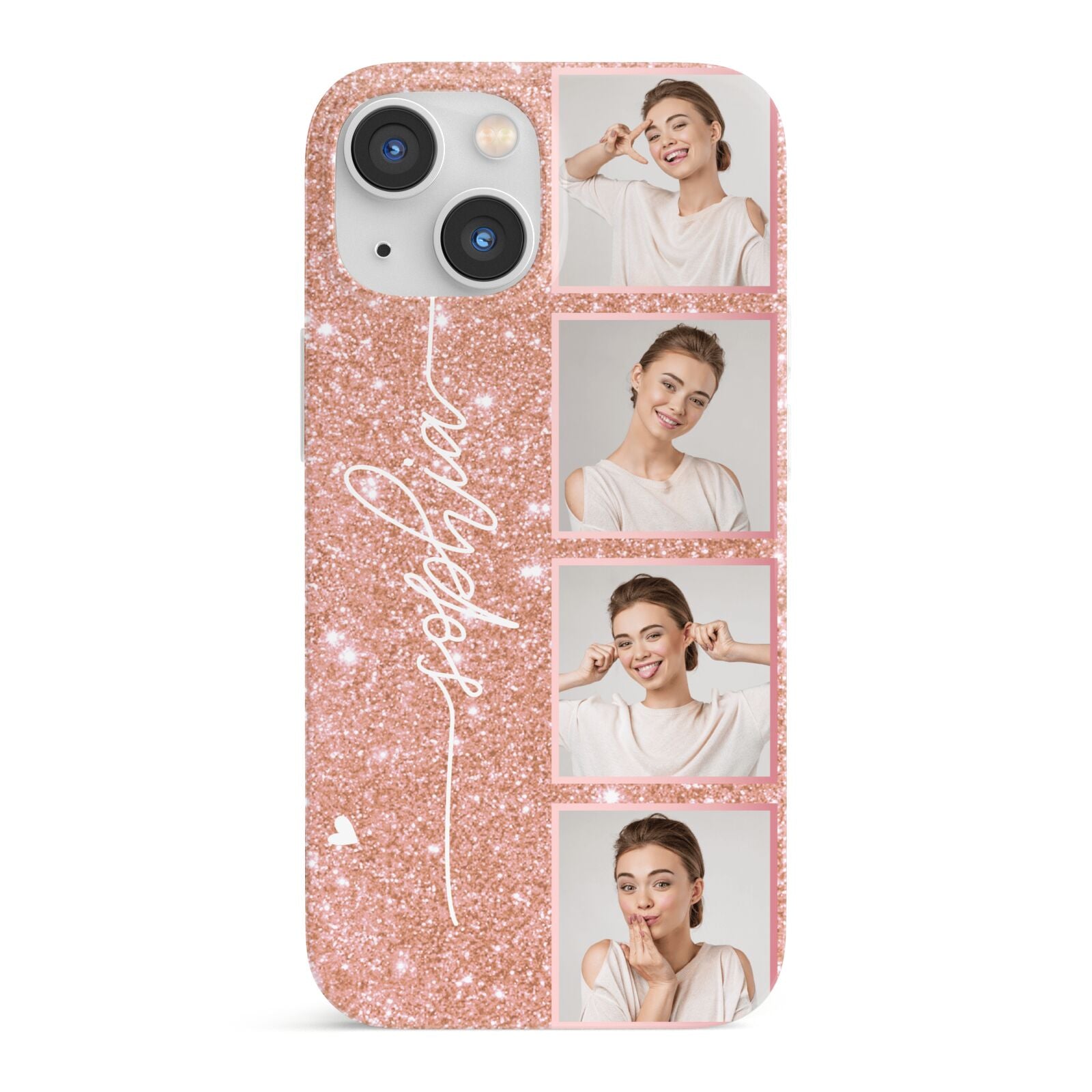 Custom Glitter Photo Strip iPhone 13 Mini Full Wrap 3D Snap Case