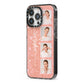 Custom Glitter Photo Strip iPhone 13 Pro Black Impact Case Side Angle on Silver phone