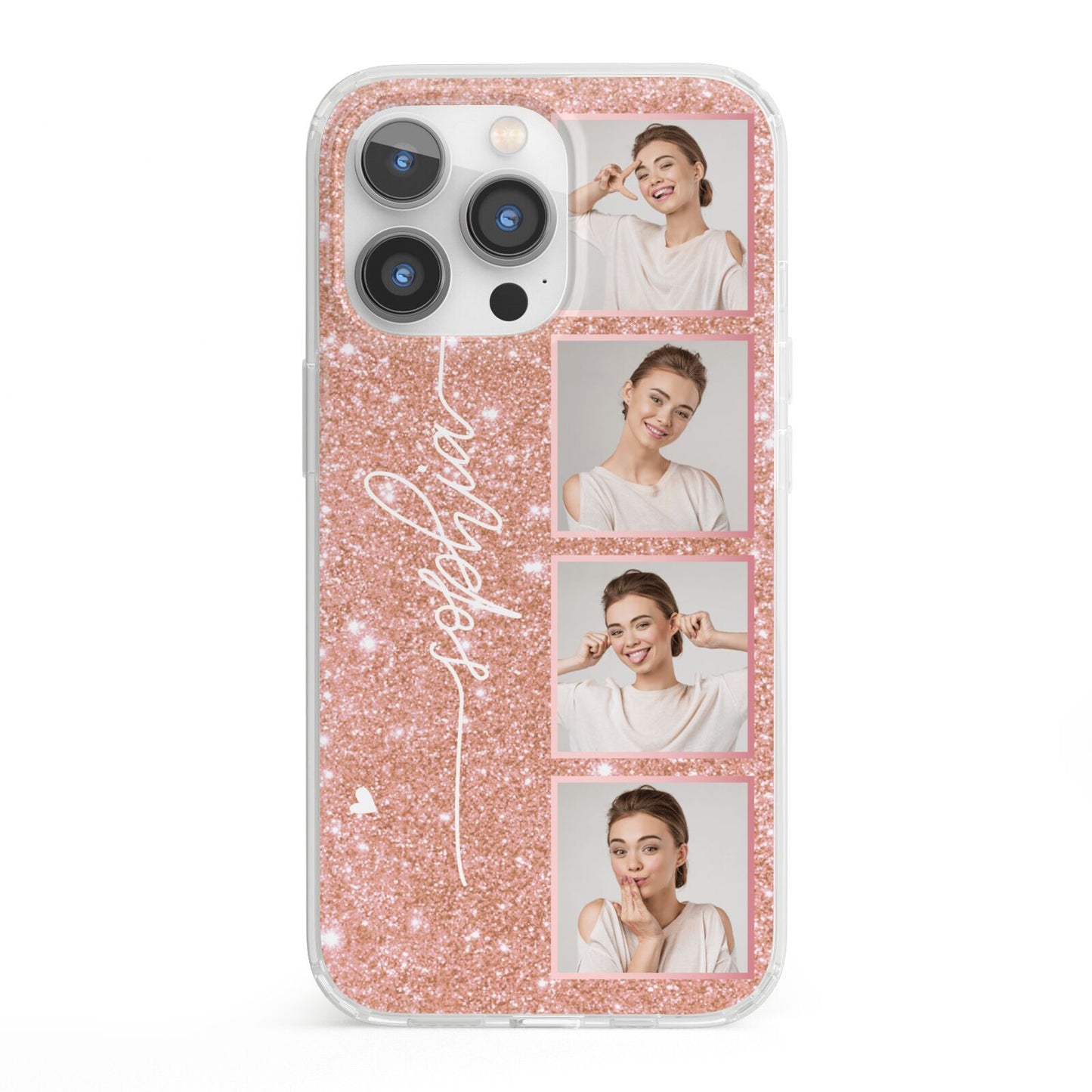 Custom Glitter Photo Strip iPhone 13 Pro Clear Bumper Case