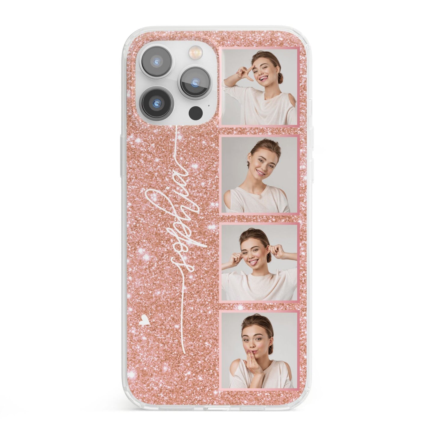 Custom Glitter Photo Strip iPhone 13 Pro Max Clear Bumper Case