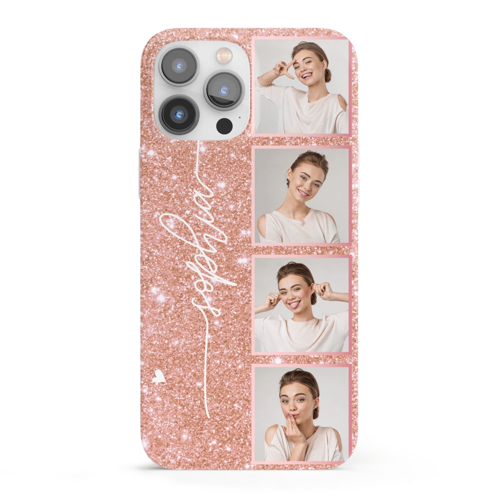 Custom Glitter Photo Strip iPhone 13 Pro Max Full Wrap 3D Snap Case