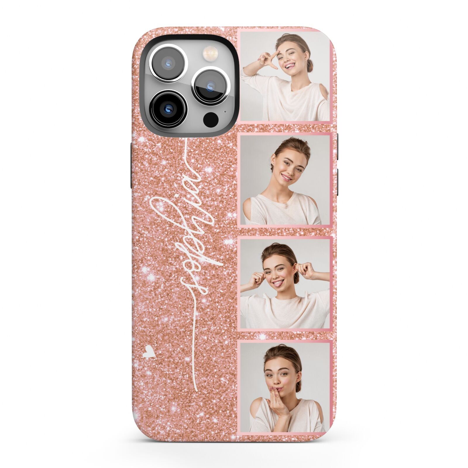 Custom Glitter Photo Strip iPhone 13 Pro Max Full Wrap 3D Tough Case