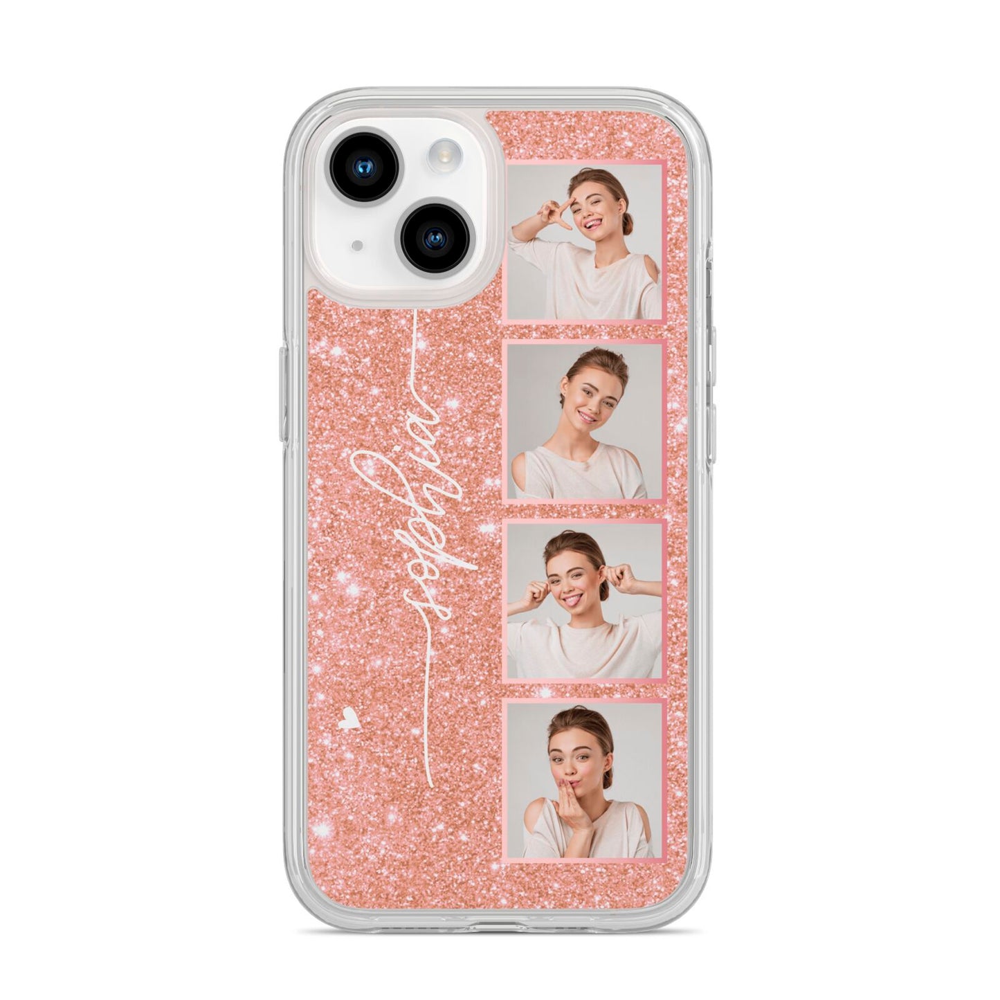 Custom Glitter Photo Strip iPhone 14 Clear Tough Case Starlight