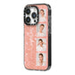 Custom Glitter Photo Strip iPhone 14 Pro Black Impact Case Side Angle on Silver phone