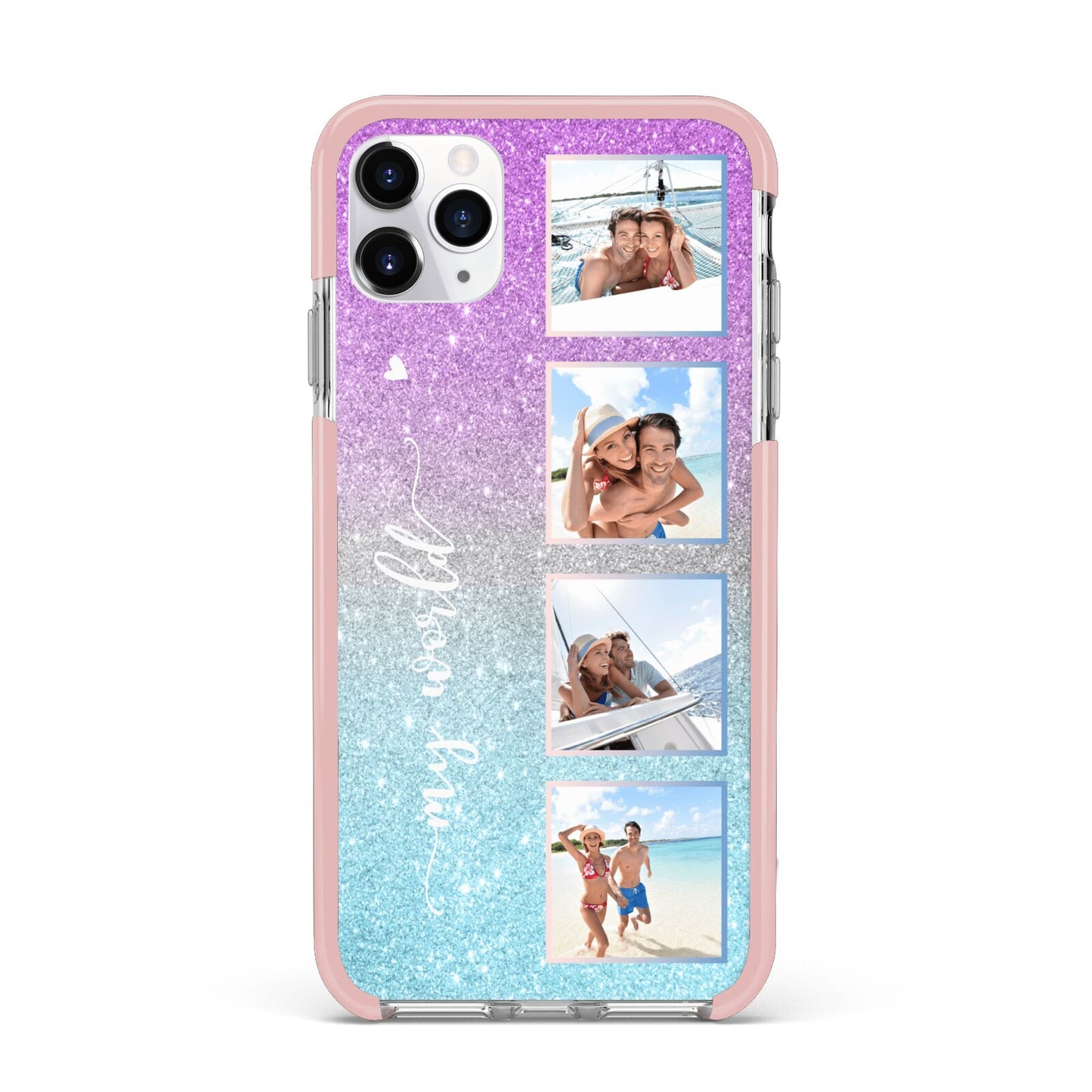 Custom Glitter Photo iPhone 11 Pro Max Impact Pink Edge Case