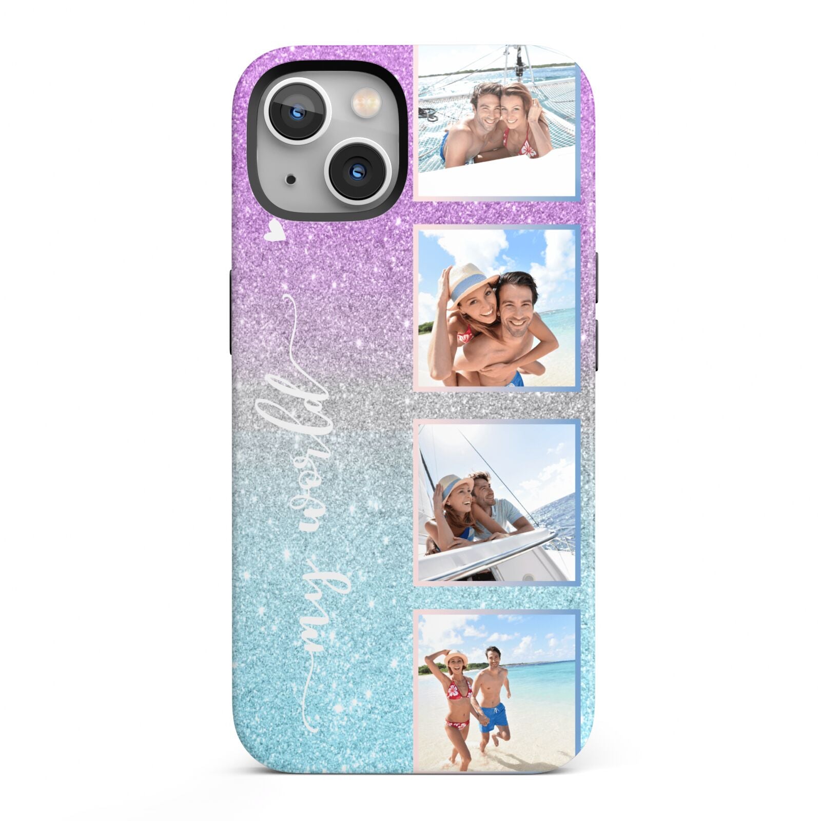 Custom Glitter Photo iPhone 13 Full Wrap 3D Tough Case