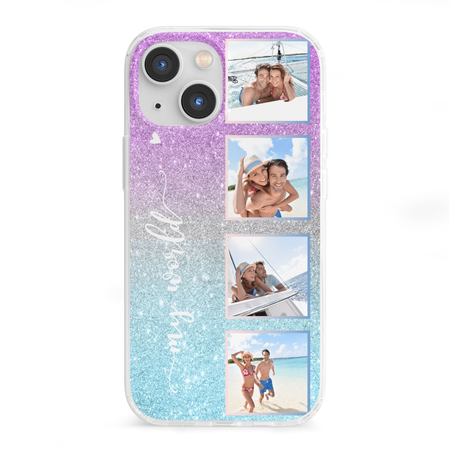 Custom Glitter Photo iPhone 13 Mini Clear Bumper Case
