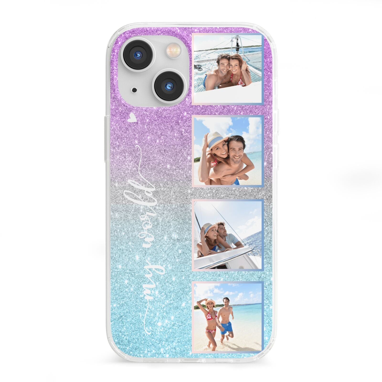 Custom Glitter Photo iPhone 13 Mini Clear Bumper Case