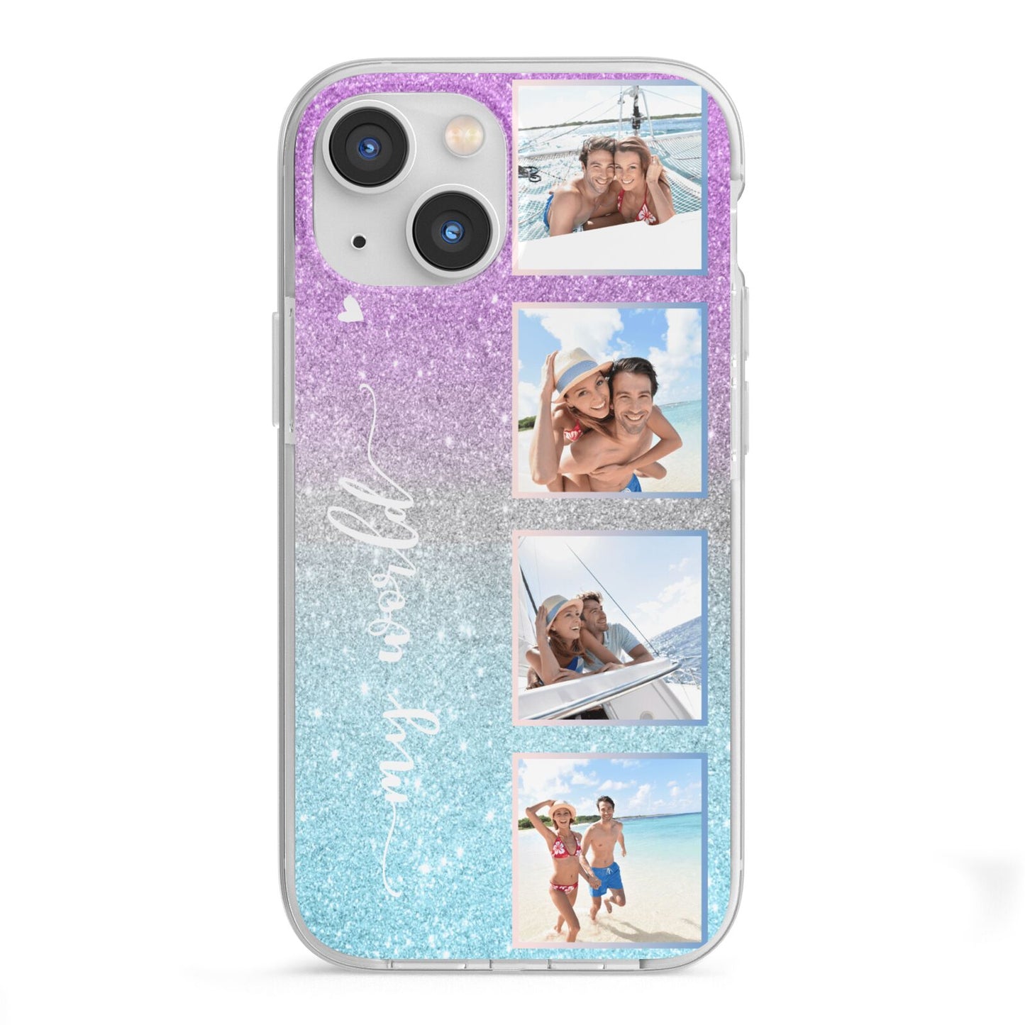 Custom Glitter Photo iPhone 13 Mini TPU Impact Case with White Edges