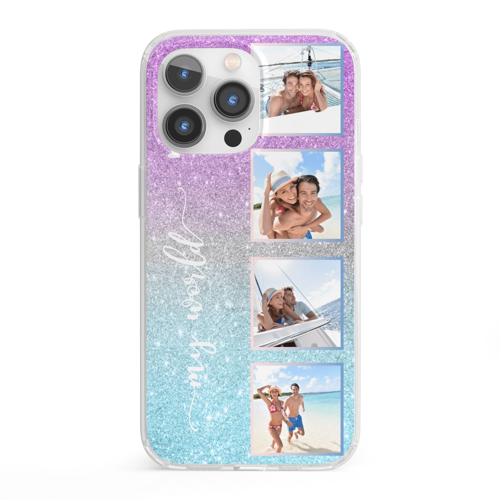 Custom Glitter Photo iPhone 13 Pro Clear Bumper Case