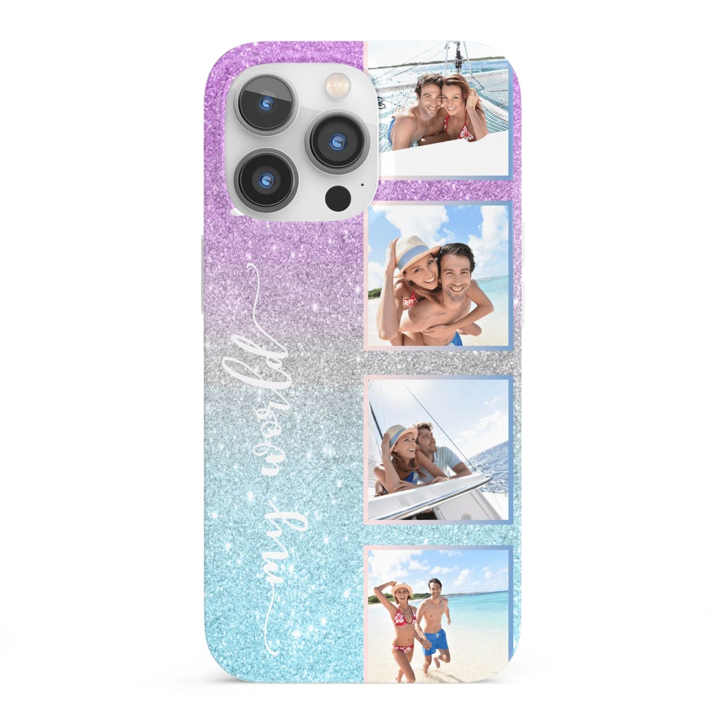 Custom Glitter Photo iPhone 13 Pro Full Wrap 3D Snap Case
