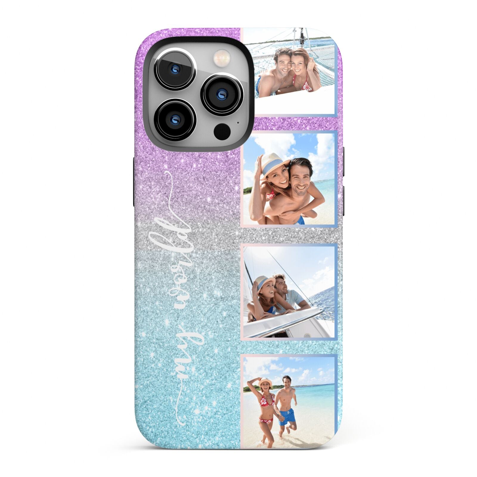 Custom Glitter Photo iPhone 13 Pro Full Wrap 3D Tough Case