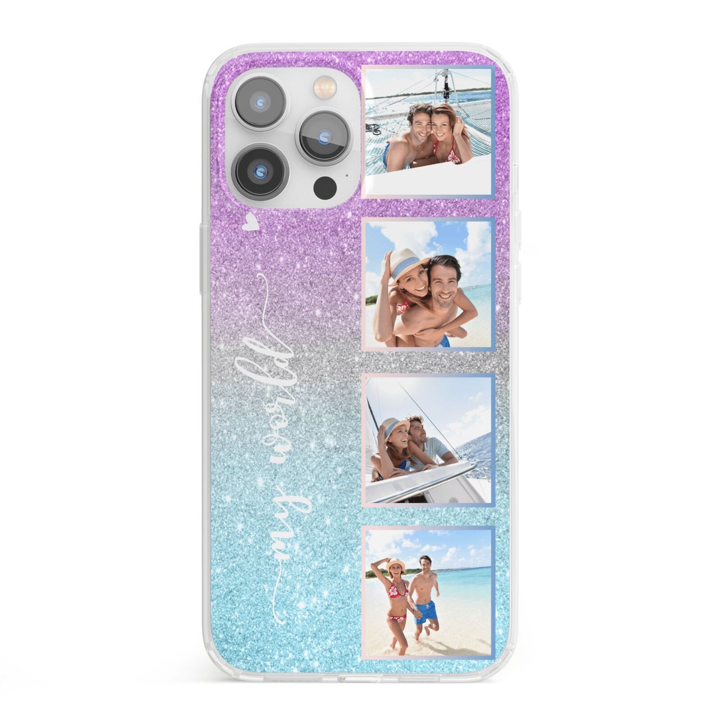 Custom Glitter Photo iPhone 13 Pro Max Clear Bumper Case