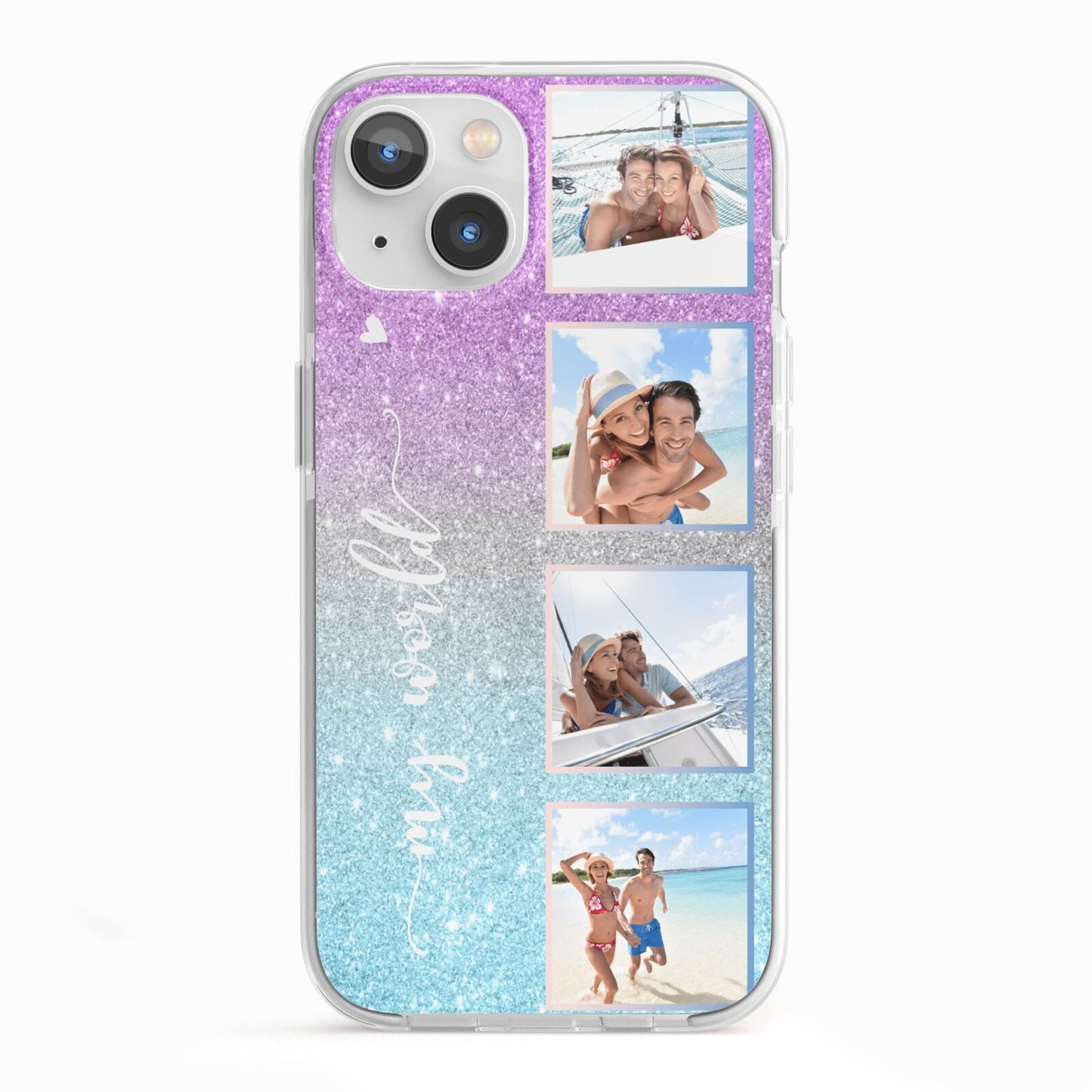 Custom Glitter Photo iPhone 13 TPU Impact Case with White Edges
