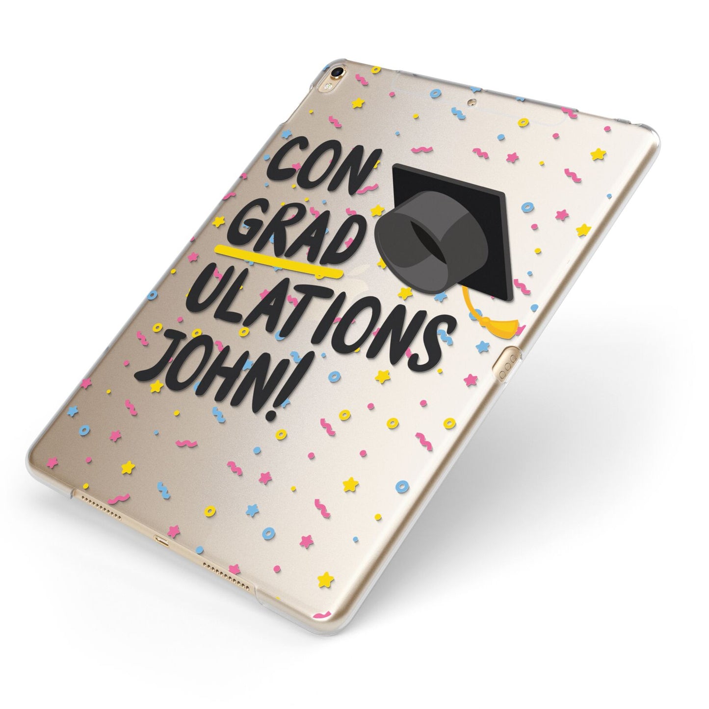 Custom Graduation Apple iPad Case on Gold iPad Side View
