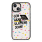 Custom Graduation iPhone 13 Black Impact Case on Silver phone